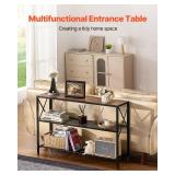 VEVOR Narrow Console Table, 41.7 Inch Entryway Table, 3-Tier Hallway Table, Sofa Table with Metal Frame, Console Tables for Entryway, Hallway, Living Room & Bedroom