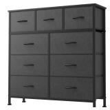 DUMOS 9 Drawer Dresser, Fabric Storage Organizer with Sturdy Metal Frame and Wooden Top, Modern Chest of Drawers for Bedroom Closet Entryway,Grey