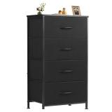 Sweetcrispy Dresser for Bedroom with 4 Drawers, Storage Drawers, Skinny Fabric Storage Tower, Tower Organizer Unit, Chest of Drawers with Wooden Top for Closet, Living Room, Entryway