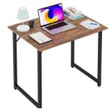 PayLessHere | 32 Inch Computer Desk | Brown | Office Desk with Metal Frame, Adjustable Feet | Water-Resistant, Scratchproof Surface | Sturdy Writing Table for Home Office or Study | Pack of 1