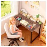 PayLessHere | 32 Inch Computer Desk | Brown | Office Desk with Metal Frame, Adjustable Feet | Water-Resistant, Scratchproof Surface | Sturdy Writing Table for Home Office or Study | Pack of 1