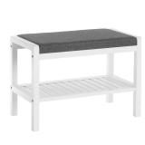 SONGMICS Shoe Rack Bench with Cushion Upholstered Padded Seat, Storage Shelf, Shoe Organizer, Holds Up to 350 lb, Ideal for Entryway Bedroom Living Room Hallway Garage Mud Room Gray and White ULBS65WN