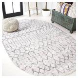 JONATHAN Y Boho Vintage Diamond Cream/Gray Oval Area Rug 3X5 ft, Moroccan Hype for Living Room, Bedroom, Kitchen, Office, Easy-Cleaning, High Traffic, Pet-Friendly, Non-Shedding (MOH101B-3OV)