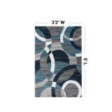 Rugshop Blue Modern Geometric Indoor Small Area Rug, Overlapping Circle Pattern, Fade Resistant, Non-Shedding, for Bedroom, Home Office and Reading Nook, 3