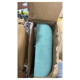 HomePop Upholstered Counter Height Barstool, 24-inch, Textured Aqua