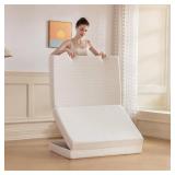 MLILY Foldable Mattress, 4 inch Single Tri Fold Memory Foam Mattress Topper, Floor Bed with Washable Cover for Camping, RV Travel and Guest Sleeping Mat, 75  X 25 " X 4", White