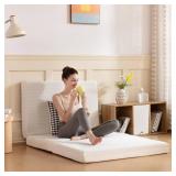 MLILY Foldable Mattress, 4 inch Single Tri Fold Memory Foam Mattress Topper, Floor Bed with Washable Cover for Camping, RV Travel and Guest Sleeping Mat, 75  X 25 " X 4", White