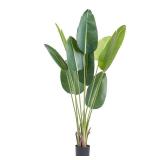 VEVOR Artificial Bird of Paradise Tree, 5 FT Tall Faux Plant, PE Material & Anti-Tip Tilt Protection Low-Maintenance Plant, Lifelike Green Fake Tree for Home Office Warehouse Decor Indoor Outdoor