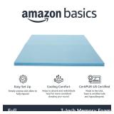 Amazon Basics Full Size Cooling Gel-Infused Memory Foam Mattress Topper, CertiPUR-US Certified, 3 Inches, Blue