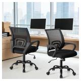 NEWBULIG Office Chair Ergonomic, Mid-Back Swivel Computer Desk Chair with Breathable Backrest & Lumbar Support, Adjustable Height Sponge Seat Rolling Wheels for Home Task, Balck 1 Pack