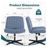 OLIXIS Criss Cross Chairs Legged Armless No Wheels Wide Seat Height Adjustable Swivel Rolling Padded Fabric Home Office Desk Seating for Bedroom, Student, Study Room
