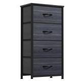 DWVO 4 Drawers Dresser, Dresser for Bedroom, Fabric Storage Tower, Chest of Drawers, Organizer Unit for Closets, Living Room, Sturdy Steel Frame, Wooden Top, Easy Pull Fabric Bins