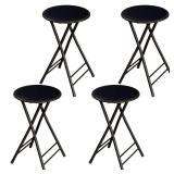 Lavish Home Set of 2 Counter Height Bar Stools 24-Inch Backless Folding Chairs with 225lb Capacity for Kitchen, Rec Room, or Game Room (Black)