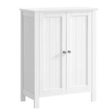 VASAGLE Floor Storage Cabinet, Freestanding Storage Unit with 2 Adjustable Shelves, for Bathroom Living Room Dining Kitchen, 11.8 x 23.6 x 31.5 Inches, Cloud White UBCB060WH01S