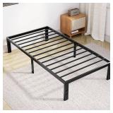 DUMOS Twin Size Bed Frame - Metal Platform Bed Frame Mattress Foundation with Steel Slat Support, No Box Spring Needed, Storage Space Under Base, Easy Assembly, Black