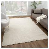 LUXE WEAVERS Grayson Collection 5803 Cream 4x5 Floral Palm Leaf Area Rug