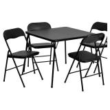 Flash Furniture Madison 5-Piece Folding Card Table and Chairs Set, Portable Event Table and Chairs Set, Black