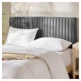 Hearth & Harbor Queen Headboard Only, Floating Wall Mounted Headboard Queen Size, Easy Assemble Upholstered Peel and Stick Headboards, 3D Soundproof Bed Wall Panels, Velvet Stick on Headboards, Grey
