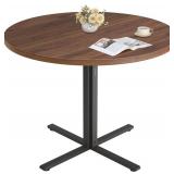 VASAGLE Dining Table, Small Round Kitchen Table for 4 People, 31.5 x 29.4 Inches, for Dining Room, Living Room, Farmhouse, Water-Resistant, Somber Walnut UKDT082K01V1