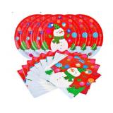 Christmas Party Supplies-Snowman Disposable Paper Dinner Plates and Napkins for Party decorations 3 Pack