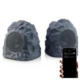 Gemini Sound Rechargeable Bluetooth Wireless Rock Speakers (Pair)  IPX5 Weatherproof  TWS Stereo Linking 10-Hr Battery  4 Driver for Patio & Garden Outdoor Audio (GHRK-400-PR) - Retail: $130