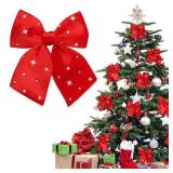 Red Velvet Christmas Bow, 6PCS Small Christmas Ribbon Wreaths Bows