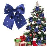 Blue Velvet Christmas Bow, 6PCS Small Christmas Ribbon