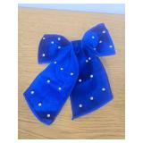 Blue Velvet Christmas Bow, 6PCS Small Christmas Ribbon