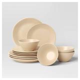12pc Aralia Organic Coupe Dinnerware Set Beige - Threshold - Retail: $70