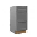 Designer Series Melvern 15 in. W x 24 in. D x 34.5 in. H Assembled Shaker 3-Drawer Base Cabinet in white - Retail: $400