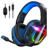 Fachixy FC200 PC Gaming Headset for PS4, PS5, Switch, Xbox One, Mac, Noise Canceling Headphones with Microphone, Computer Headset with 3.5mm Jack & RGB Light
