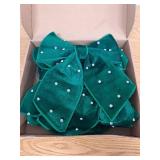 Green Velvet Christmas Bow, 6PCS Small Christmas Ribbon