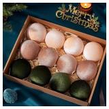 Velvet Christmas Ornaments, 12pcs Christmas Tree Ornaments Velvet 3.15 Inch Balls