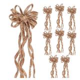 8 Pcs Khaki/Gold Velvet Christmas Bows