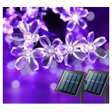 Solar Powered LED Flower String Lights 23ft WORKS, (HALF OF IT DOES NOT LIGHT AS BRIGHT)