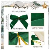 2 Count of Artmag 24 Pcs Velvet Christmas Bows (Width of 1", 3.5 x 3.5 inch, Dark Green)