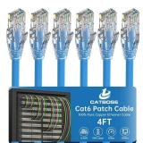 CatBose 4 Feet Cat6 Patch Cable(6 Pack), Solid Pure Copper Patch Cord, Cat 6 Ethernet Cable, UTP Network, High Speed RJ45 Internet Cable, Compatible for Routers, Switches, PC, Servers, PS4/5, Xbox - B