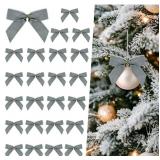 Artmag 24 Pcs Velvet Christmas Bows for Christmas Decorations