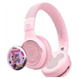 Disney Kids Bluetooth Foldable Headphones: Use Wired or Wireless Pink