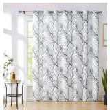 Tree Print Semi Sheer Patio Door Curtain 96 Inches