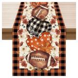 Fall Football Pumpkin Table Runner 13x72 Inches