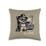 EL JEFE Hip Hop Teddy Bear Lowrider Shirt Chicano Cholo Throw Pillow
