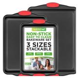 NutriChef 3-Piece Nonstick Kitchen Oven Baking Pans