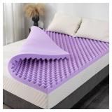 2 Inch Egg Crate Cal King Memory Foam Mattress Topper, Cooling Gel Infused Foam Mattress Topper- Retail: $80