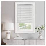 Cordless Light Filtering Mini Blind - 34 Inch Width, 48 Inch Length, 1" Slat Size - Pearl White - Cordless GII Morningstar Horizontal Windows Blinds for Interior by Achim Home Decor