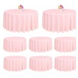 8 Pack Pink Round Tablecloth 120 Inch Polyester