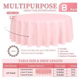 8 Pack Pink Round Tablecloth 120 Inch Polyester