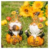 Fall Gnome Pumpkin Resin Statue- set of 2