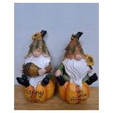 Fall Gnome Pumpkin Resin Statue- set of 2