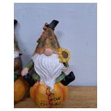 Fall Gnome Pumpkin Resin Statue- set of 2